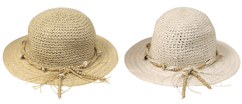 STROHHUT DAMEN W+BEIGE 2F