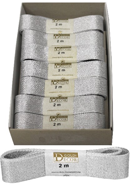 STOFFB.METALLIC SILB.25MM