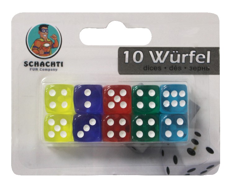 [318208] WÜRFEL 10ER, 9MM,BUNT  SB