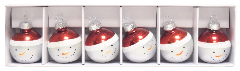 [47006] KUGELN GLAS SCHNEEM. 6ER