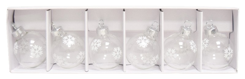 [47007] KUGELN GLAS SCHNEEFL. 6ER