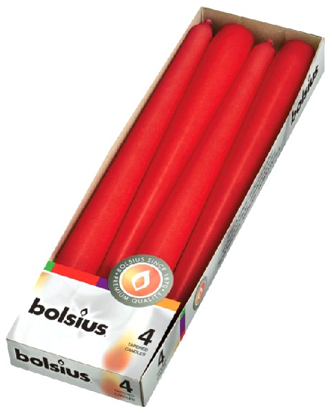 SPITZKERZEN 25CM 4ER ROT