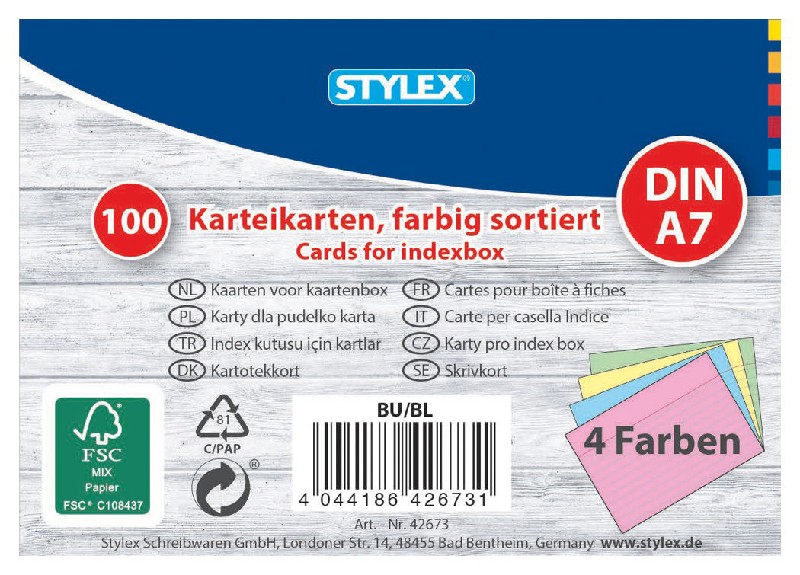 [271344] KARTEIKARTEN A7,BUNT100ER
