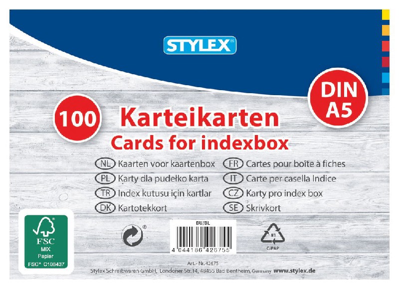 [271323] KARTEIKARTEN A5 LIN.100ER