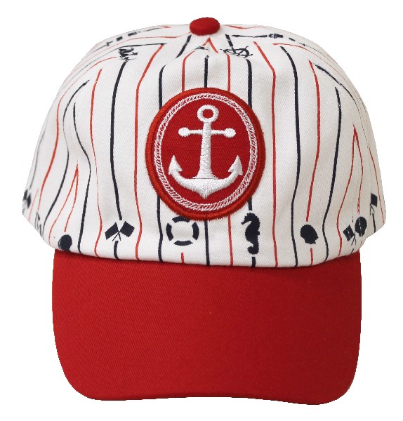 CAP,KI.ROT/STREIFEN/ANKER