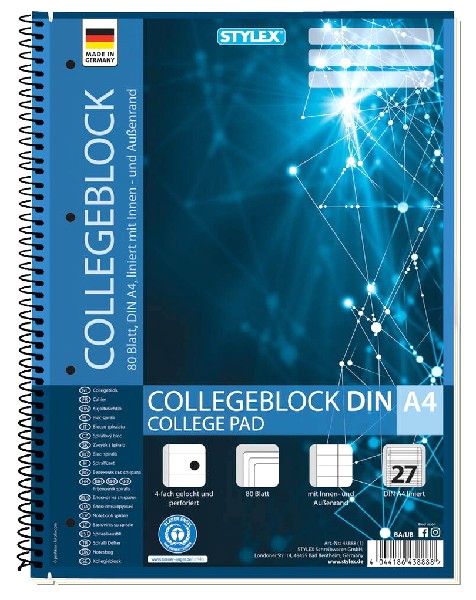 [221613] COLLEGEBLOCK A4 80BL. LIN