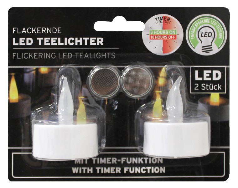 [190089] TEELICHT LED 2ER M.TIM.SB