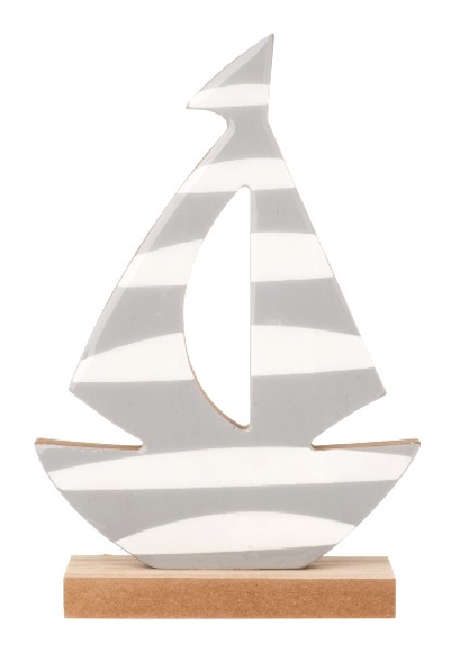 SEGELBOOT,GRAU/WEIß,21CM