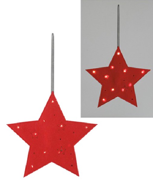 [47660] STERN FILZ LED ROT 30CM
