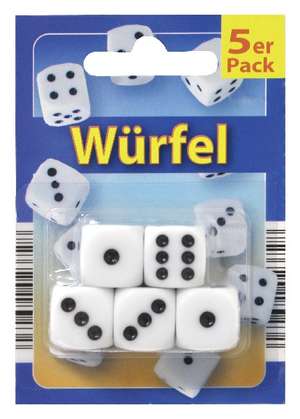 [318211] WÜRFEL 5ER,15MM,WEIß   SB