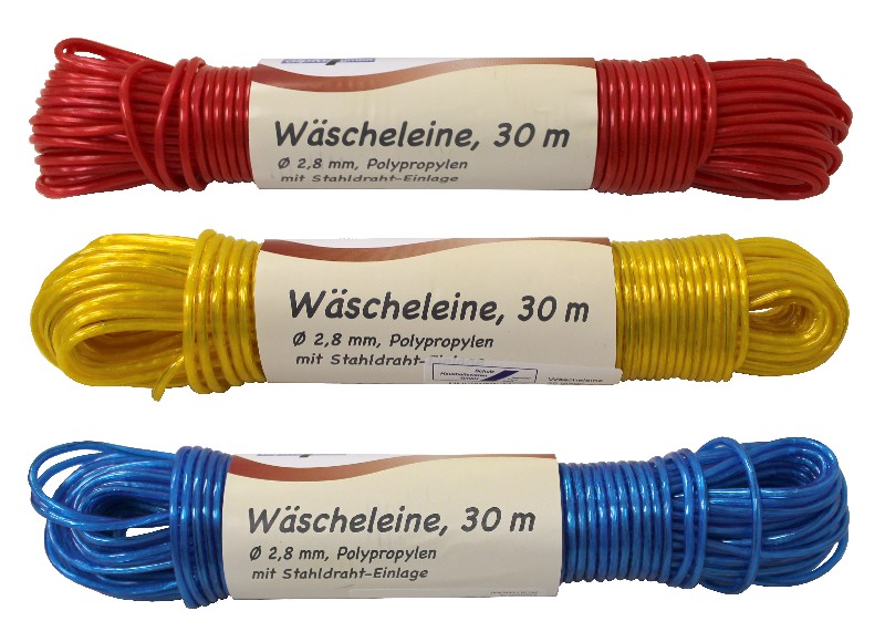 WAESCHELEINE 30M,PVC,3FA.