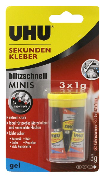 [244456] UHU SEK.KLEB.MINIS 3X1GSB