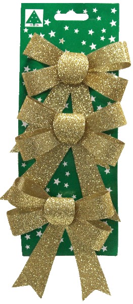 SCHLEIFE GOLD GLITTER 3ER