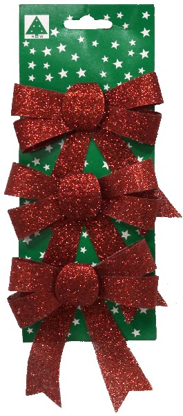 SCHLEIFE ROT GLITTER 3ER