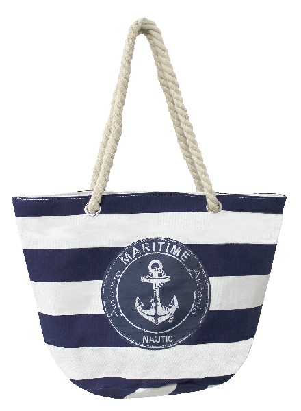 BADETASCHE,BLAU/WEISS46CM