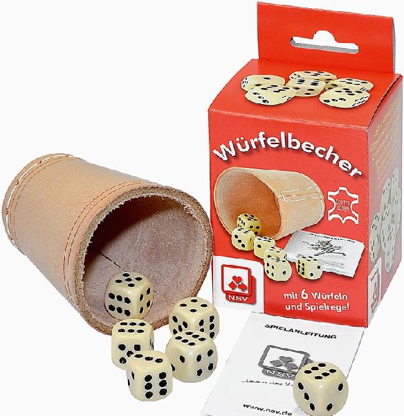 LEDERWÜRFELBECHER 6 WÜ.SB