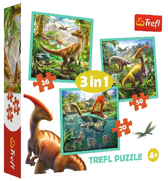 PUZZLE, DINO, 3 IN 1 BOX