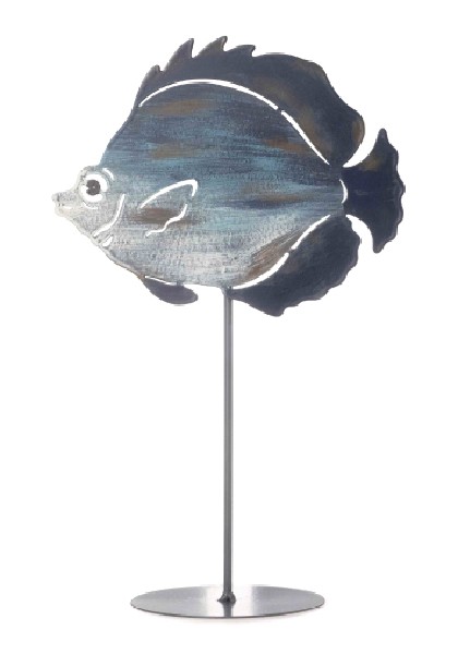 FISCH,MET.BLAU,28X18X10CM