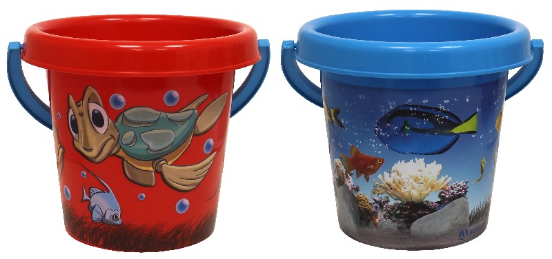 EIMER BUNTE FISCHE BLAU