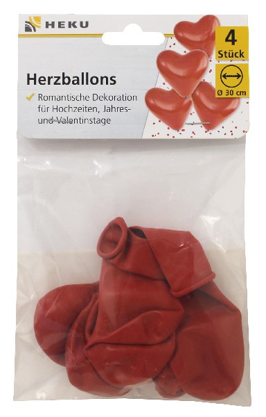 BALLON,HERZFORM,ROT,4ERSB