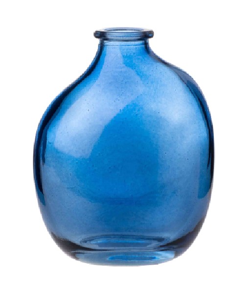 [394437] VASE,GLAS,BLAU 9X6X11CM