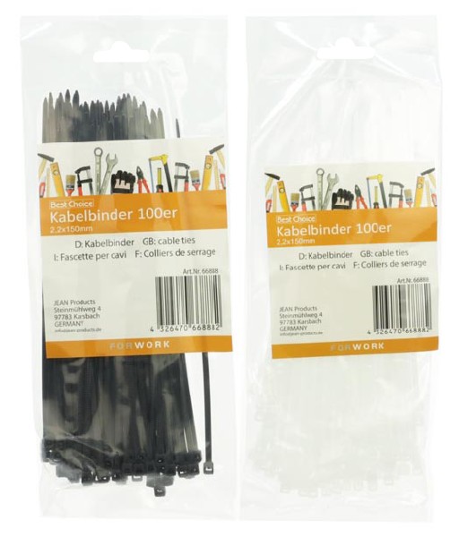 KABELBINDER,15CM,100ER,SB