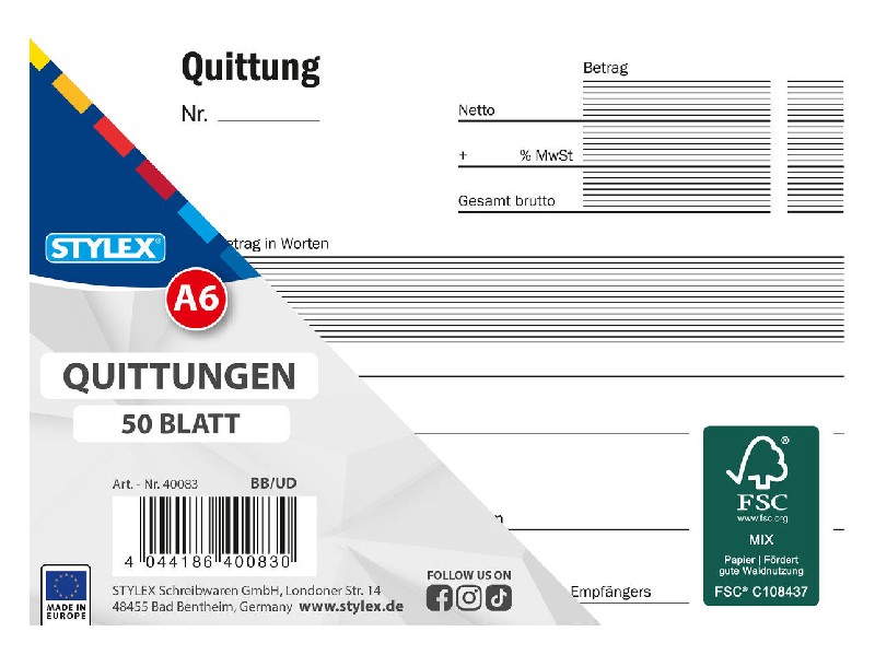 [271147] QUITTUNGEN A6, 50 BLATT