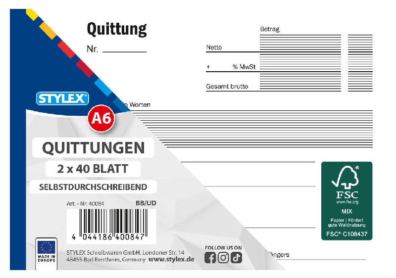 [271148] QUITTUNGEN A6, 40 BLATT