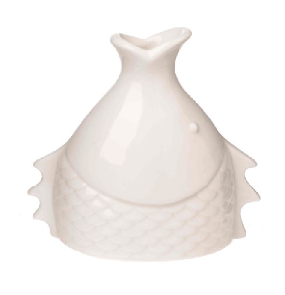 VASE,FISCH,WEIß,12,5CM
