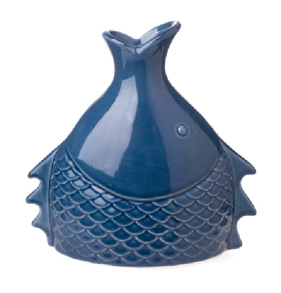 VASE,FISCH,BLAU,16CM